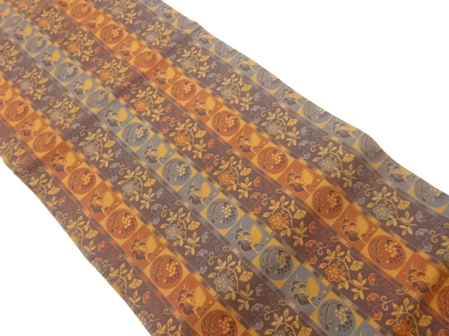 JAPANESE NAGOYA OBI / WOVEN FLOWER ARABESQUE